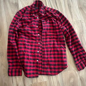 J. Crew Red and Black Plaid Flannel Button Down Shirt